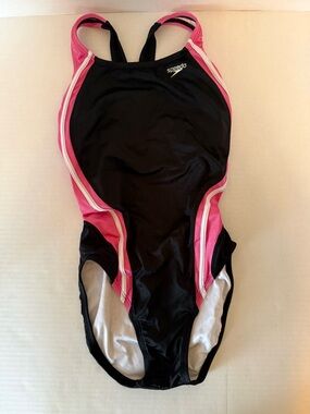 Speedo Black Swimsuit with Pink Trim